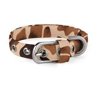 Brown Cow Print Pattern Pet Collar Oxford Adjustable Safety Dog Collars Cute Outdoor Training Pet Collars Easy Clean Floral Print Puppy Collar for City Pet Owners