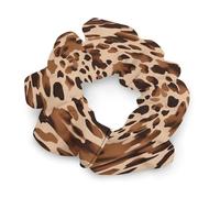 Brown Cow Print Pattern Satin Scrunchies Fluffy Hair Ties Soft Jumbo Scrunchy Large Thick Elastic Hair Bands Cute Satin Hair Scrunchies Ideal Gift for Women Hair Accessories Decor