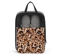 Brown Cow Print Pattern Shoe Bags Foldable Breathable Portable Shoe Puches Organizer Stylish Expandable Packing Travel Shoes Bags for Sneakers Gym Luggage Closet