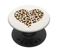 brown cow print pattren - Heart Brown Cow Pattern man women PopSockets Adhesive PopGrip