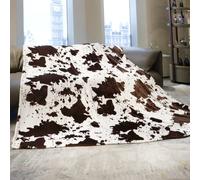 Brown Cow Print Queen Blanket - Extra Large Terry Fleece Blanket for Bedroom, Living Room, Home Decor - Lightweight Warm Bedding Gift for Women and Men Couples 90"x"