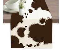 Brown Cow Skin Table Runners 70 inches Long Table Runner Elegant Linen Dresser Scarfs Farmhouse Tablerunner for Wedding/Coffee/Dining Table/Party Home Decor