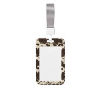 Brown Cow Spots Id Badge Holder with Detachable Neck Strap, Waterproof Vertical Name Card Holders, for Nurse Students Teachers Staff