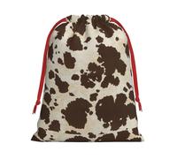 brown Cow Spots Print Drawstring Present Bag Wrapping Reusable Bag Present Wrap Bags for Christmas