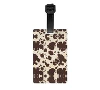 Brown Cow Spots Print Luggage Tags with Full Back Privacy Cover - Bright Suitcase Identifier for Travel, Cruise & More