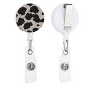 Brown Cow Spots Retractable Badge Holder Reel Clip ID Card Holder for Doctor Nurse Student Office Worker
