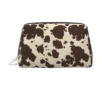 Brown Cow Spots Travel Makeup Bag with Compartment,Portable Cosmetic Organizer Bags,Toiletry Bag