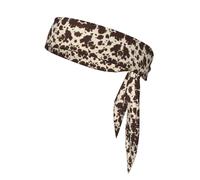 brown Cow Spots Unisex Sports Head Tie - Double-Sided, Moisture-Wicking Workout Headband, Adjustable Knotted Band for Running, Yoga & Gym