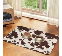 Brown Cow Spots,Waterproof Pet Feeding Mat,PU Leather Placemats for Cat Dog Water Bowl,Food Mats,40x60cm
