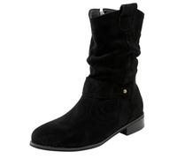 Brown Cowboy Boots for Women Mid Calf Ladies Slouchy Boots Faux Suede Biker Boot with Low Block Heel Country and Western Shoes Retro Boot With Side Zipper Cowgirl Shoes Fall Winter Footwear size 4.5 5