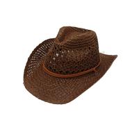 (Brown) Cowboy Western Vintage Straw Hat With Wide Brim And Waterproof Features For Summer Use Outdoor