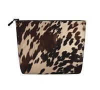 Brown Cowhide 1 Multi Functional Single-Layer Linen Makeup Bag - Fashionable and Practical Cosmetic Storage Bag