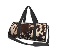 Brown Cowhide 1 Printed Sports Gym Bag with Wet Pocket & Shoes Compartment, Travel Duffel Bag for Men Women