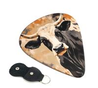 Brown Cowhide Art Guitar Plectrums, 6 Guitar Plectrums, Double Sided Printing, For Acoustic Guitar, Bass, Ukulele, Electric Guitar (0.46 Mm 0.71 Mm 0.96 Mm)