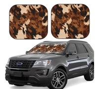 brown cowhide art Print Car Sun Shade Windshield 2-Piece Foldable Front Windshield Sun Visor Sunshade for Car Windshield, S