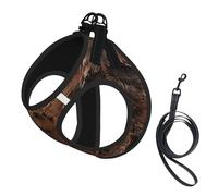 Brown Cowhide Art Print Dog Harness Leash Set Reflective Pet Harness Puppy Vest Suitable Dogs Cats Small Breeds