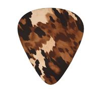 brown cowhide art Print Guitar Picks 12-Pack - Assorted Thickness Picks (0.46 mm, 0.71 mm, 0.96 mm) with Storage Box & Assorted Unique Design for Acoustic, Electric, Bass, and Ukulele Players