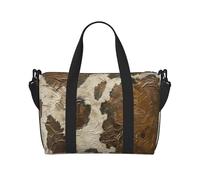 Brown Cowhide Art Print Hand Travel Bag,Gym Bag,Weekend Travel Overnight Bag,Tote Bag Sports Bag For Women Men, Black, One Size