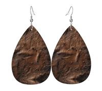 Brown Cowhide Art Print Teardrop Earrings For Women Leather Dangle Earrings Jewelry For Birthday Party Valentine