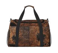 Brown Cowhide Art Print Travel Hand Travel Bag Weekender Overnight Carry On Tote Foldable Crossbody Bag