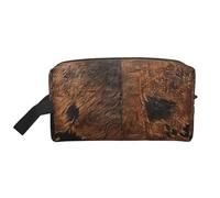 Brown Cowhide Art Printed Multifunctional Storage Bag, Large Capacity Organizer Pouch for Gym and Weekend