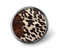 Brown Cowhide Badge Holder Personalized Metal Button Pin Fashion Round Badge with Pattern Pin DIY Button Badges Exquisite Brooch Crafts Gift Clothes Decorative Pins