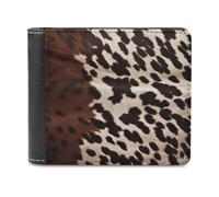 Brown Cowhide Bifold Wallet for Women Men Soft PU Leather Wallet Slim Fron