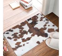Brown Cowhide Cow Print Western Bathroom Decor Bath Mats, Soft Absorbent Bath Rug Non-Slip Floor Rug Carpets for Kitchen Bathroom Laundry Bedroom Living Room Decoration