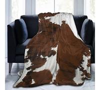 Brown Cowhide Flannel Blanket Fleece Throw Blanket Fuzzy Warm Blanket for Bed Couch Ultra-Soft Lightweight All Season 60"x80"