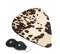 Brown Cowhide Guitar Picks, 6 Pcs Guitar Plectrums double-sided printing, suitable for acoustic, electric and bass guitars, including 0.46 mm 0.71 mm 0.96 mm