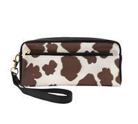 Brown Cowhide Print Stylish Women Makeup Bag Travel Companion Pouch Toiletry for School Office Case