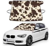 Brown Cowhide Print Windshield Cover For Ice And Snow, Universal Fit For Car Suv, 600d Oxford Fabric Frost Protector