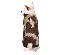 Brown Cowhide Printed Dog Hoodie Soft Dog Sweatshirt Cute Cat Dog Clothes for Small Dogs Kitten Puppy, 2XL