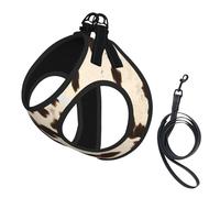 Brown Cowhide Printed,Pet Harness,Adjustable Reflective Dog Harness,Pet Leash Vest,M