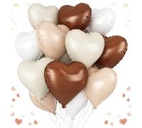Brown Cream Heart Balloons, 18 Inch Apricot Beige Heart Shape Balloon, 12PCS White Coffee Helium Nude Neutral Heart Balloons for Girls Boho Birthday Marriage Engagement Wedding Party Decoration