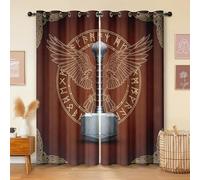 Brown Curtains 54 Drop 2 Panels Thor'S Hammer Curtain for Bedroom Eyelet Drapes for Home Decoration Soft Window Treatment for Thermal Insulated & Room Darkening W 46 x L 54 B3182