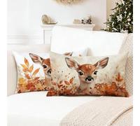 Brown Cushion Covers 25 x 45 cm Deer Pillowcases 2 Pack,mit Nvisible Zipper Pillows, Double Sided high-Definition Printing Soft Velvet ative pillows,is Perfect home ation,Give to Gifts for Men 0R-135