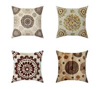 Brown Cushion Covers 80X80CM Set of 4 Outdoor Waterproof Cushions Bohemia Decorative Linen Square Cases with Invisible Zipper for Sofa Bed Garden Bedroom Outdoor Home Wall Decor GiftsAutumn9-OOH38