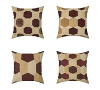 Brown Cushion Covers 80X80CM Set of 4 Outdoor Waterproof Cushions Geometry Decorative Soft Square Cases with Invisible Zipper for Sofa Bed Garden Bedroom Outdoor Home Wall Decor, Autumn Gifts 6-9KN28
