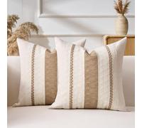 Brown Cushion Covers Boho Square Pillow Cover Bohemian Striped Geometric Decorative Cotton Pillowcases 45x45 cm Throw Pillow Covers for Couch Bed Living Room Bedroom Garden Cushions Accessories