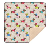 Brown Dachshund Cute Pattern Baby Play Mat for Floor, 50x50 inch Playpen Mat,Thicken Soft Non-Slip Tummy Time Mat for Toddlers and Infants