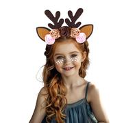 Brown Deer Antlers Headband, Deer Ears Christmas Headbands for Kids, Reindeer Antlers Headband for Kids, Christmas Costume Holiday Hair Accessories with Red Bow for Party Favors Supplies Comfy