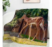Brown Deer Custom Blanket Soft and Fluffy Fleece Blanket Green Plants Flannel Sherpa Fleece Blanket For Sofa Couch Kids Blanket 70x100cm SF1004