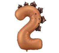 Brown Dinosaur Number 2 Shape Uninflated Helium Party Balloon 2nd Birthday 92cm