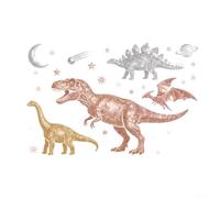 Brown Dinosaur Wall Stickers 21x34in Self-Adhesive PVC