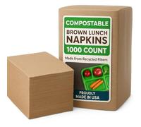 Brown Disposable Paper Napkins (1000 Count), Eco Friendly Tan Napkins Bulk for Restaurants, Dinner Parties and Crafts
