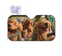 Brown Dog And Cat Windshield Sun Shade, Family Funny Windshield Sun Shade For Car Suv Truck, Protector Blocks Uv, (51" X 27.5"Inch,Upgrade Hardened)