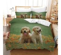 Brown Dog Baby Bed Duvet Cover Sets 3 Piece(120 x 150 cm), Plants Bedding, Soft and Breathable Microfiber Zipper Quilt Cover and 2 Pillowcases, Easy to Clean and Care, for Bedroom