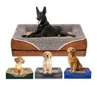 Brown Dog Bed, Pet House, Anti-slip, Large Dog Bed Removable and Washable, Thick, Wear-resistant and Scratch-resistant, Comfortable Memory Foam（100x60x16cm） dark brown S