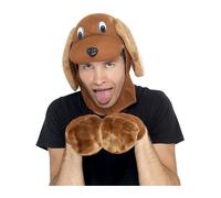Brown Dog Kit Hood & Gloves Animal Puppy World Book Day Fancy Dress Accessories